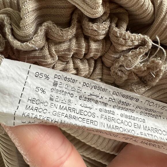 Zara Gold Tan Ribbed Side Tie Ruched Sexy Stretch Casual Tank Dress Medium - Picture 8 of 8